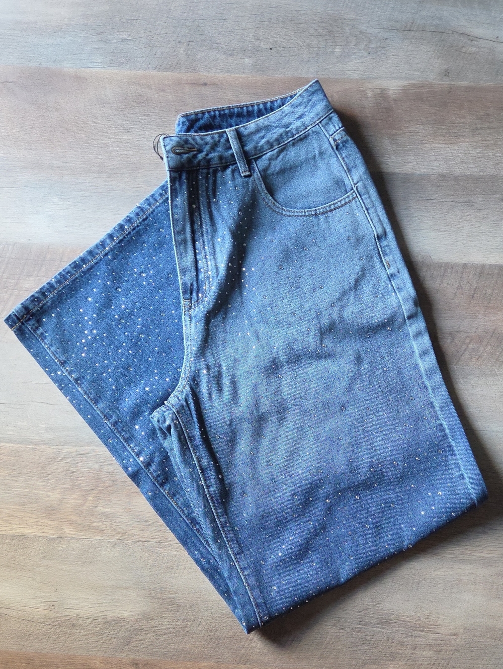 Baggy Rhinestone Ombre Jeanssize Large
